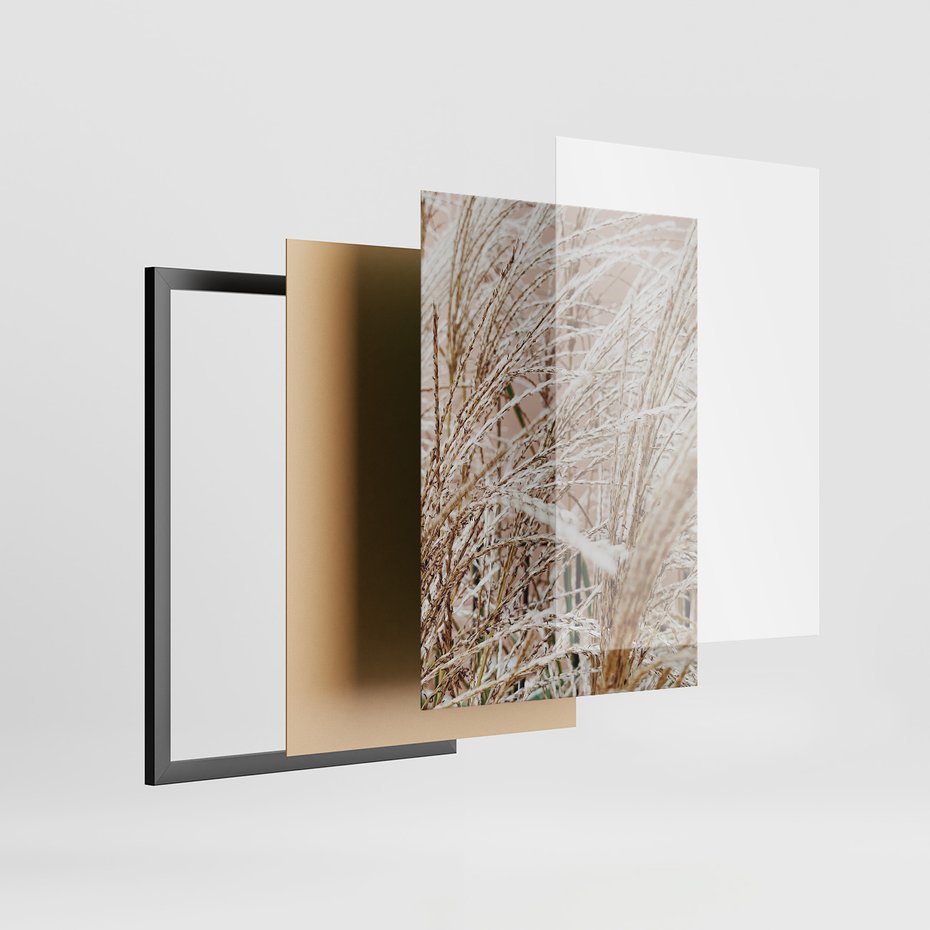 Zestaw obrazy w ramie 30x40 galeria - Boho, wnętrza, liście, trawy - rama czarna