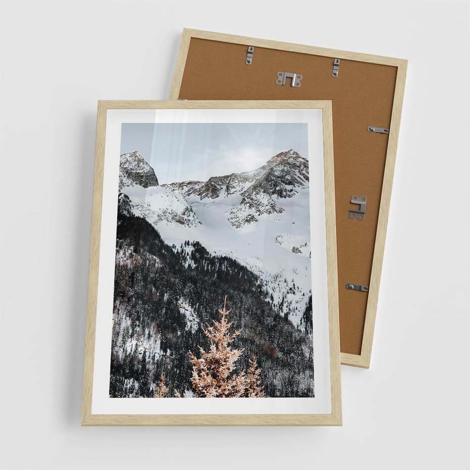 Plakat w ramie 50x70 - Górski Raj - góry, śnieg - rama drewno
