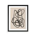 Plakat w ramie 30x40 - Przenikanie Wirtualnych Wymiarów - zaplątane minimalistyczne linie, na bezowym tle - rama czarna
