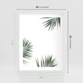 Plakat w ramie 40x50 - Liście Palmy na Czystym Tle - liście palmy, białe tło - rama biała