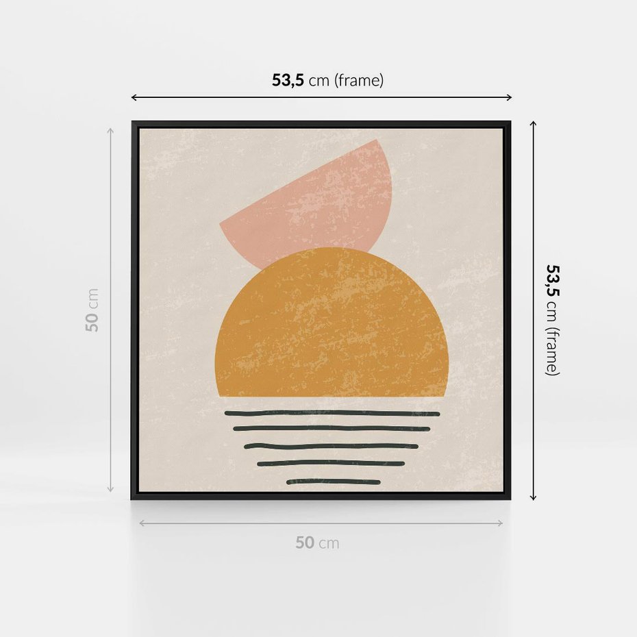 Obraz w ramie 50x50 - Krótka Forma - abstrakcyjna sztuka, boho kształty - rama czarna