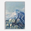 Obraz w ramie 50x70 - Majestat Błękitnych Szczytów - olejny obraz, górski pejzaż - rama biała