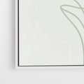 Obraz w ramie 80x120 - Zielona Równowaga Linii - abstrakcyjne delikatne zielone linie, nowoczesny plakat - rama biała