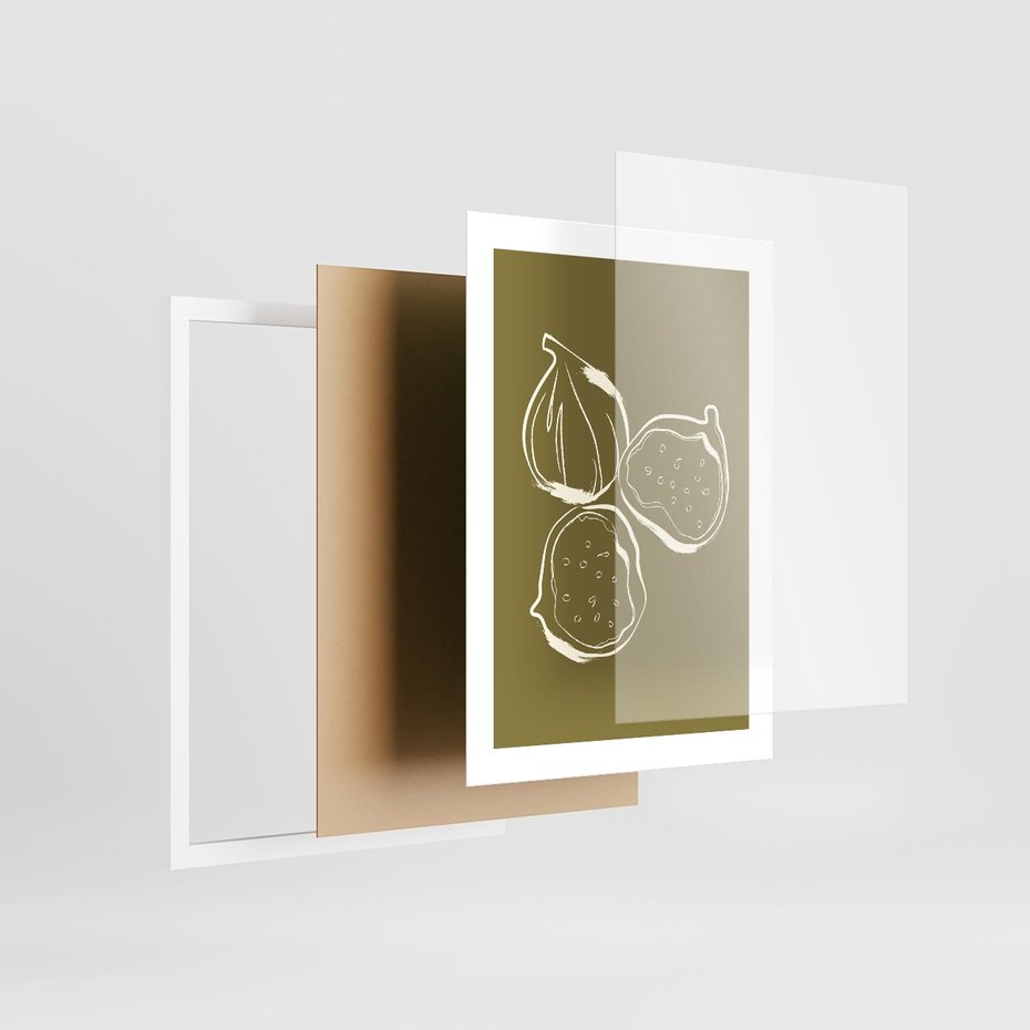 Plakat w ramie 30x40 - Podróżne Barwy - figi, minimalistyczny styl - rama biała