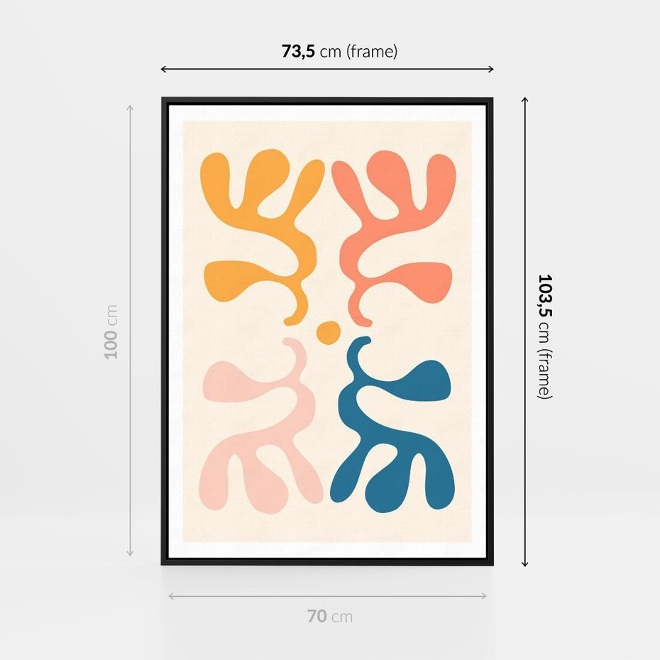 Obraz w ramie 70x100 - Migotliwe Akwarelowe Kontury - absrakcyjne dziwne formy, nowoczesny plakat - rama czarna