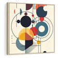 Obraz w ramie 50x50 - Rozbijające Barwne Granice - abstrakcyjna geometryczna kompozycja, koła linie - rama drewno