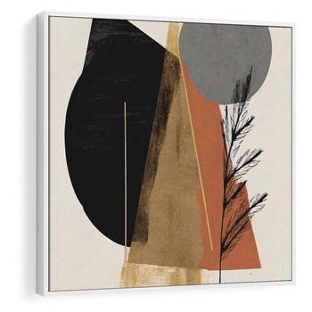 Obraz w ramie 80x80 - Wibracje Barw Ziemi - abstrakcyjny obraz, dziwne formy - rama biała