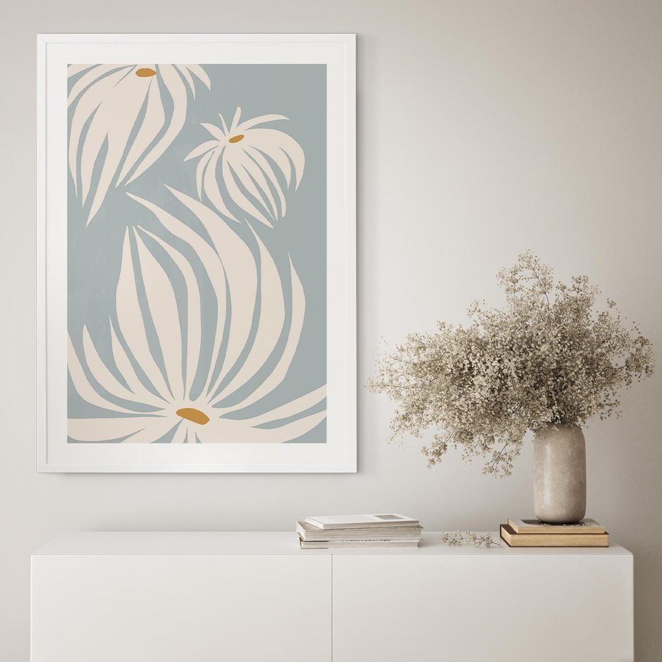 Plakat bez ramy 40x50 - Kwiatowe Kształty - kwiaty, nowoczesne i minimalistyczne