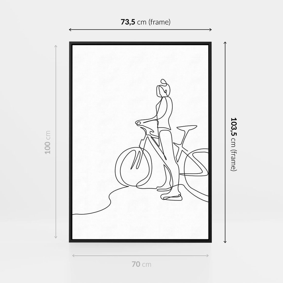 Obraz w ramie 70x100 - Minimalistyczna Przejażdżka - szkic, minimalizm - rama czarna