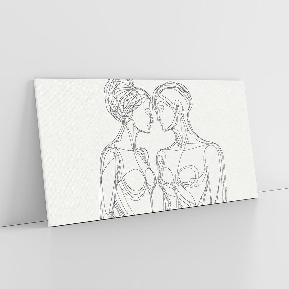 Obraz na płótnie 100x50 - Dialog z cieniami duszy - sztuka one line art, jedna kreska