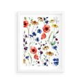 Plakat w ramie 30x40 - Kwiatowe radości na łące - kwiaty, łączka - rama biała