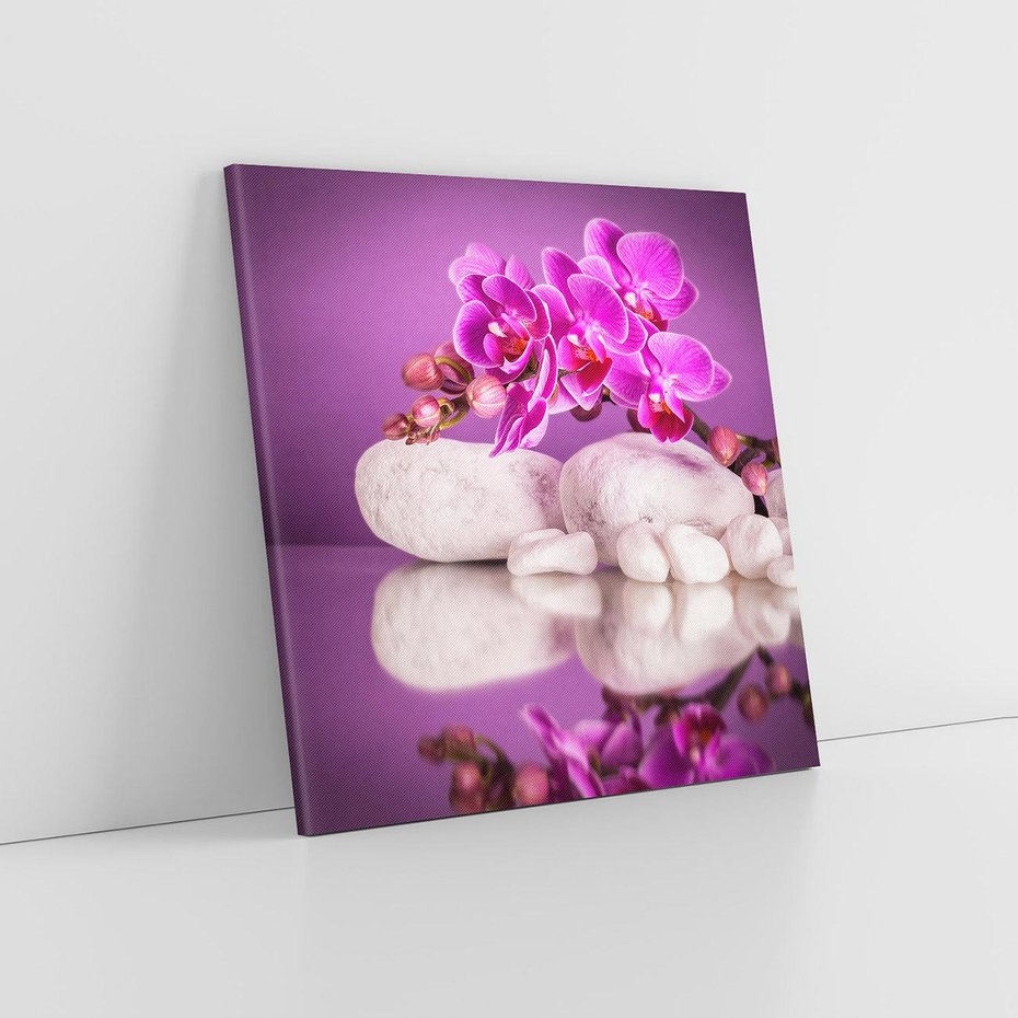 Obraz na płótnie 50x50 - Kwiatowy Relaks - orchidea, kwiat