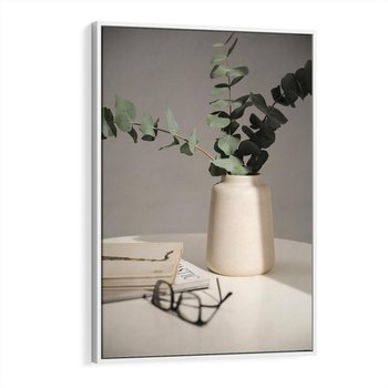 Obraz w ramie 80x120 - Eukaliptusowe liście w okularach - liście, eukaliptus - rama biała