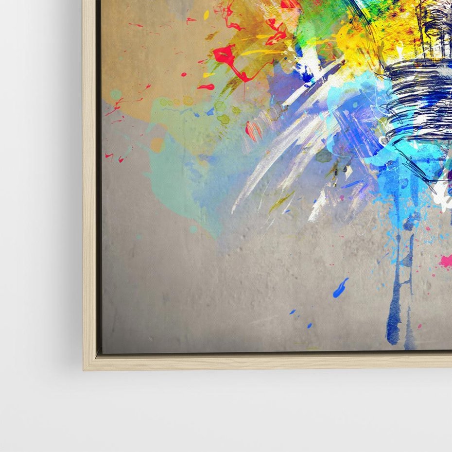 Obraz w ramie 50x50 - Kolory Kreatywnej Koncepcji - abstrakcyjna grafika, szkic żarówki - rama drewno