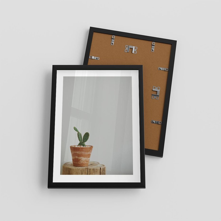 Plakat w ramie 30x40 - Kaktus w Doniczce - minimalizm, kaktur w doniczce - rama czarna