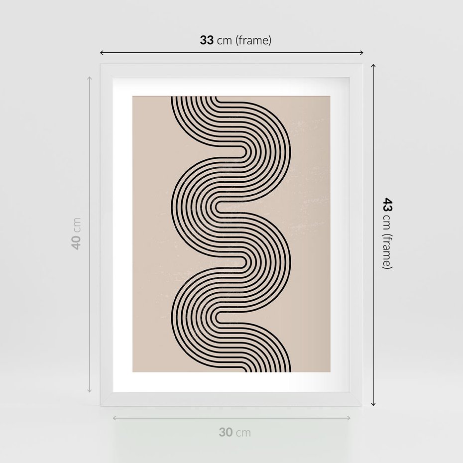 Plakat w ramie 30x40 - Bezgraniczne Odbicia - abstrakcyjne linie, geometria - rama biała