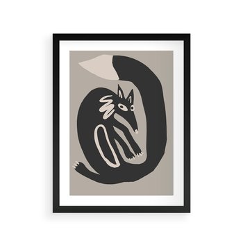 Plakat w ramie 50x70 - Migotliwe Echa Skandynawii - skandynawska sztuka, lis - rama czarna