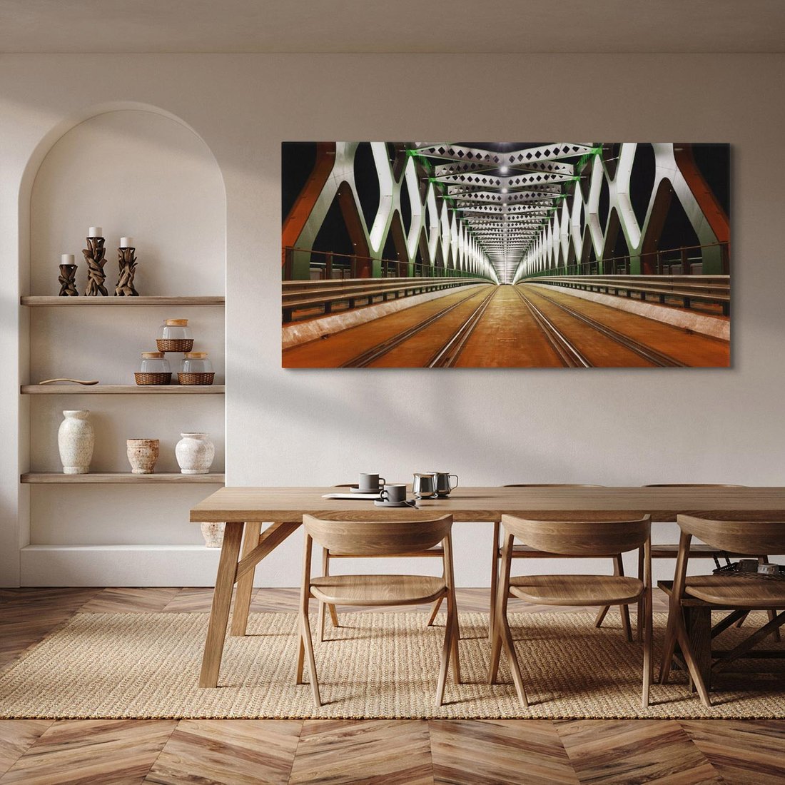 Obraz na płótnie 120x60 - Most kolejowy w nocy - most, kolej