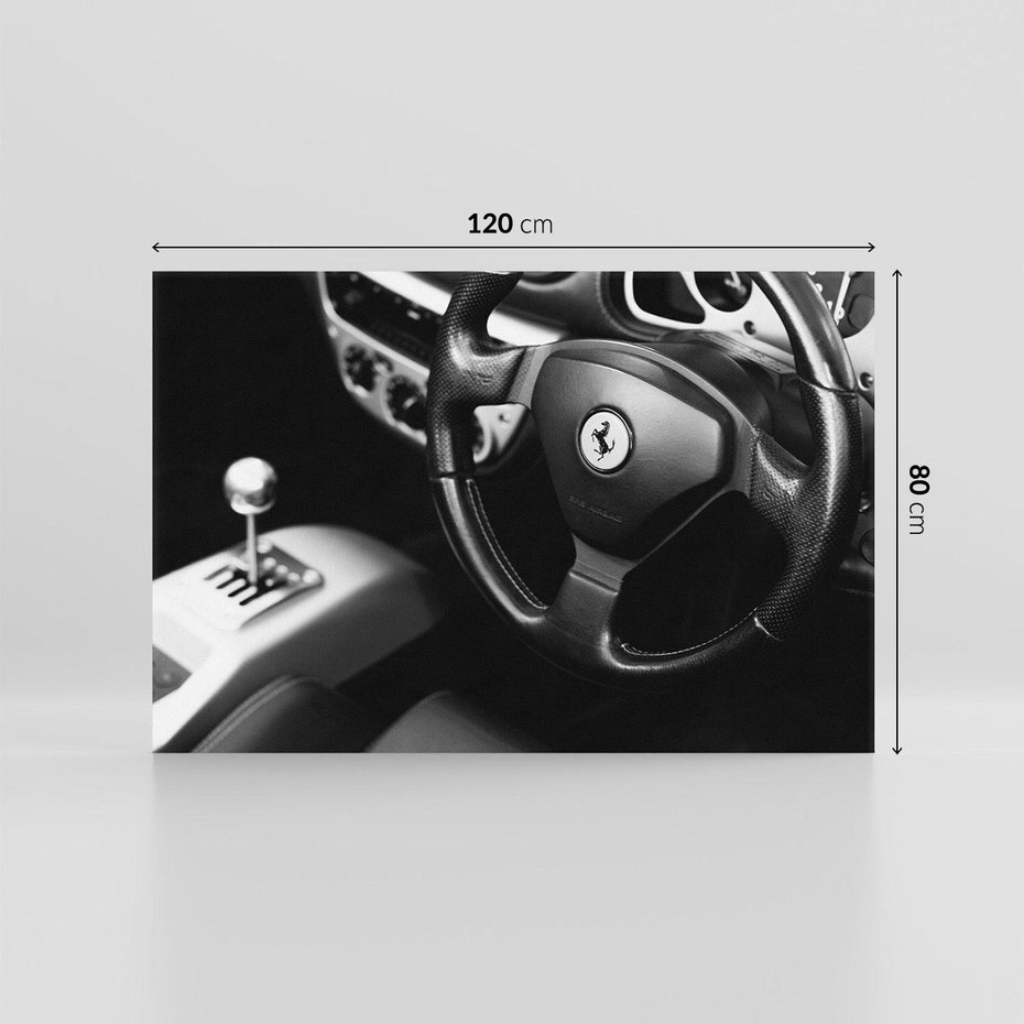 Obraz na płótnie 120x80 - Ferrari wnętrze pełne mocy - Ferrari, wnętrze