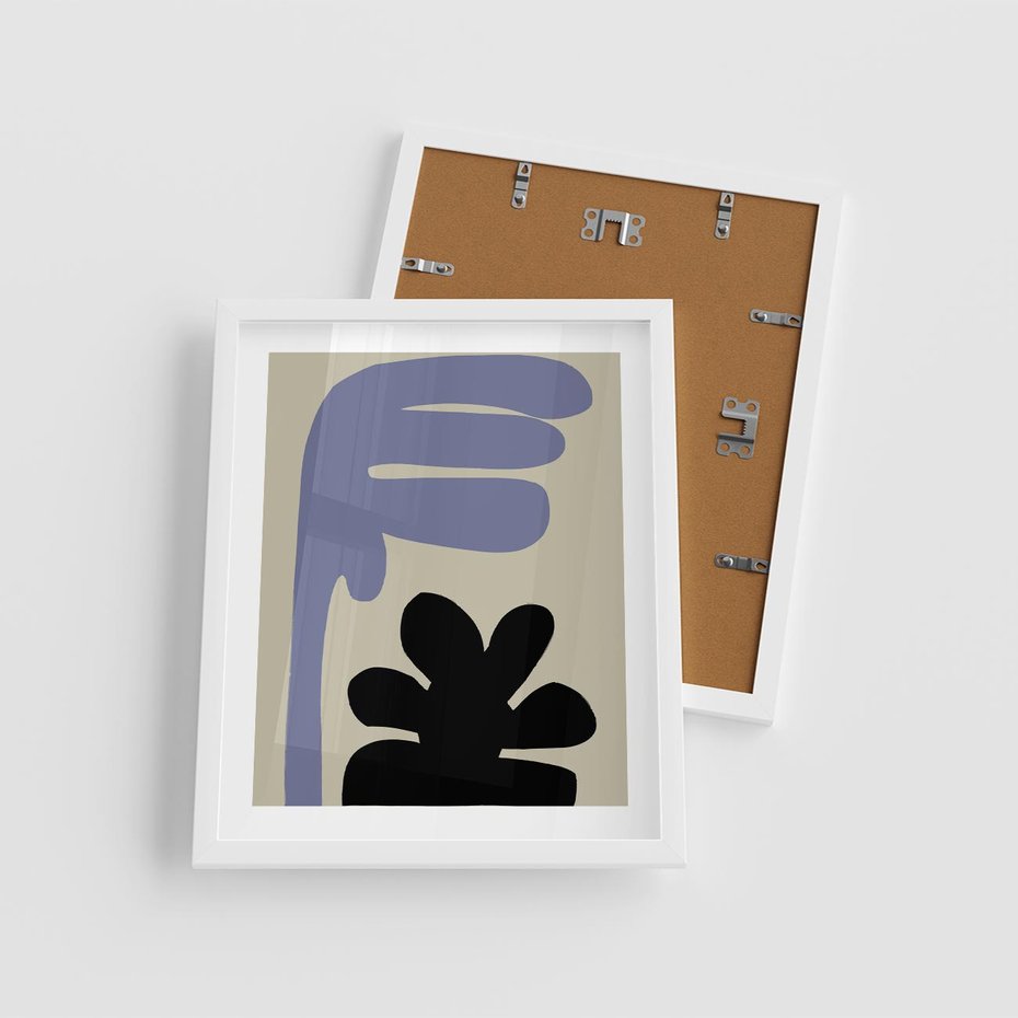 Plakat w ramie 40x50 - Abstrakcyjne Interakcje Form - minimalizm, boho plakat - rama biała