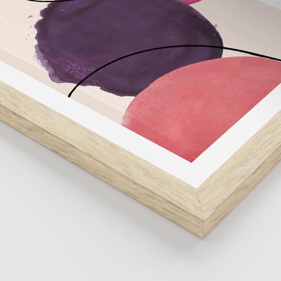 Plakat w ramie 40x50 - Migotliwe Widzenia - abstrakcyjne akwarelowe plamy, nieregularne linie - rama drewno