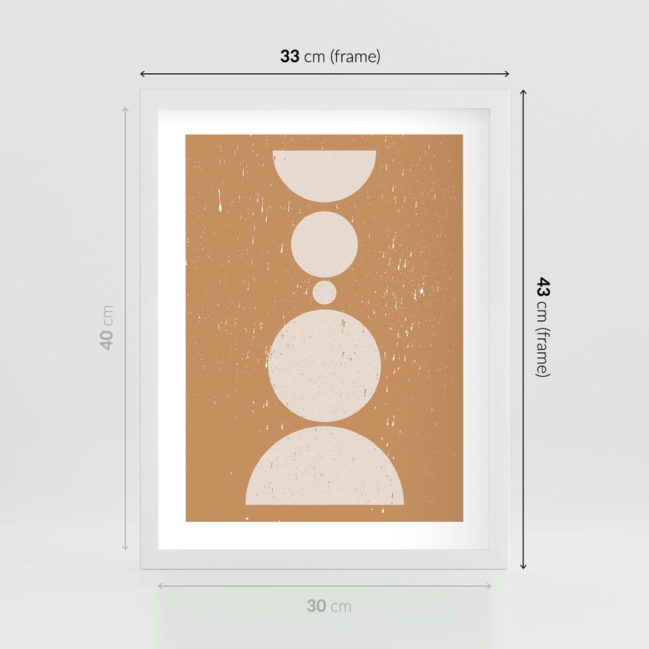 Plakat w ramie 30x40 - Podróżne Echa - mid century styl, nowoczesna grafika - rama biała