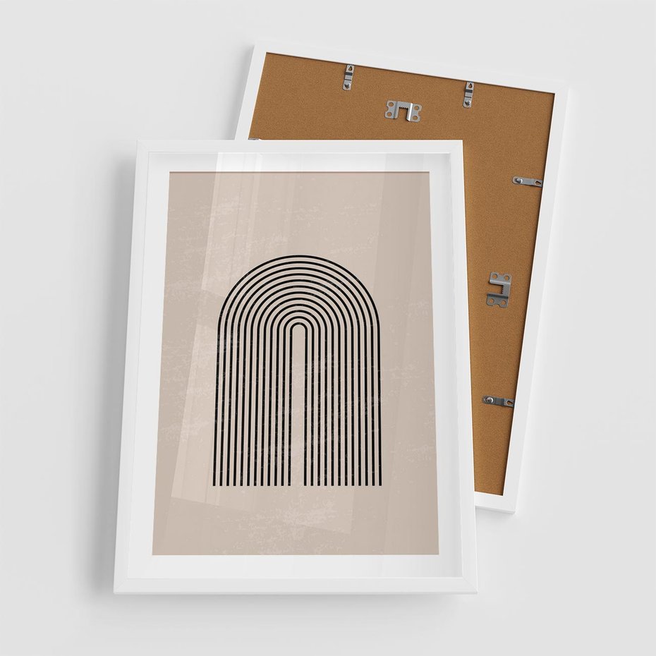 Plakat w ramie 50x70 - Migocące Echa - abstrakcyjne linie, geometria - rama biała