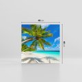 Obraz na płótnie 40x40 - Raj na Malediwach: Plaża, Morze i Palmy - Malediwy, plaża