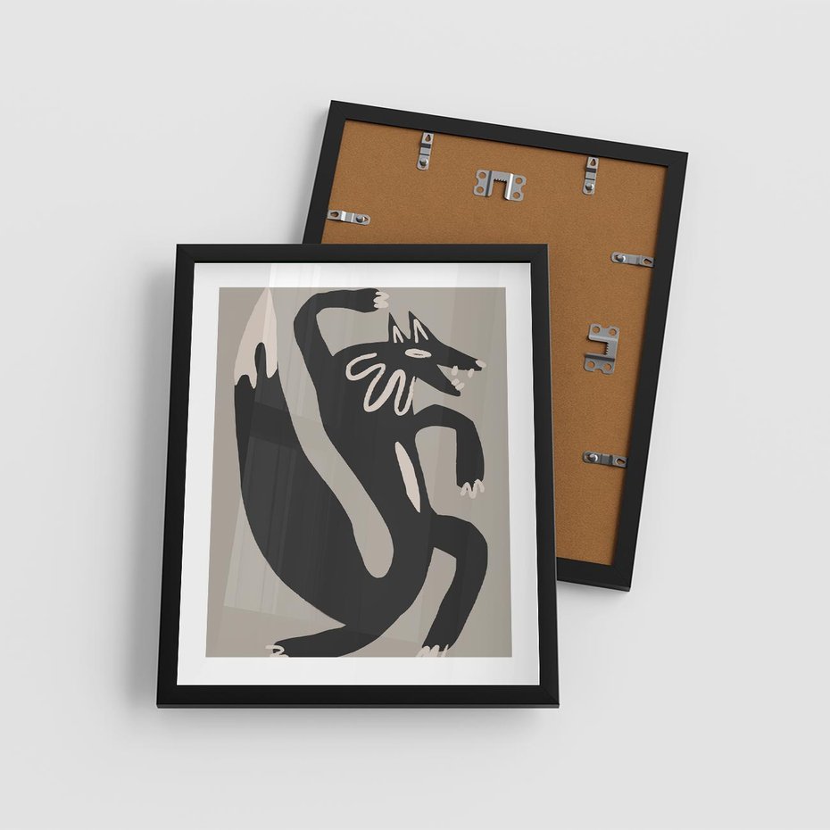 Plakat w ramie 40x50 - Strukturalne Odbicia Północy - skandynawska sztuka, lis - rama czarna
