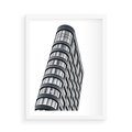 Plakat w ramie 50x70 - Wieżowiec na Monochromatycznym Obrazie - architektura, wieżowiec - rama biała