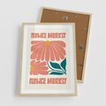 Plakat w ramie 50x70 - Retro Radość - typografia, wesołe kwiaty - rama drewno
