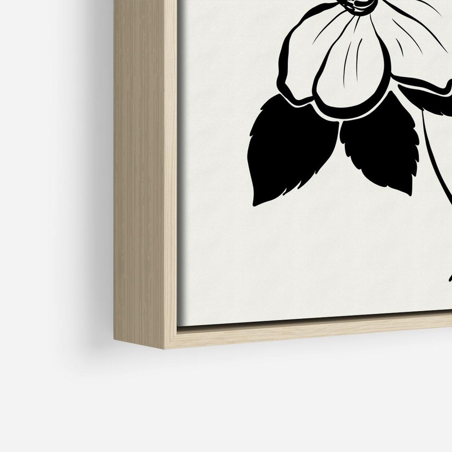 Obraz w ramie 50x50 - Poezja kwiecistej kreski - kwiaty, minimalistyczne - rama drewno