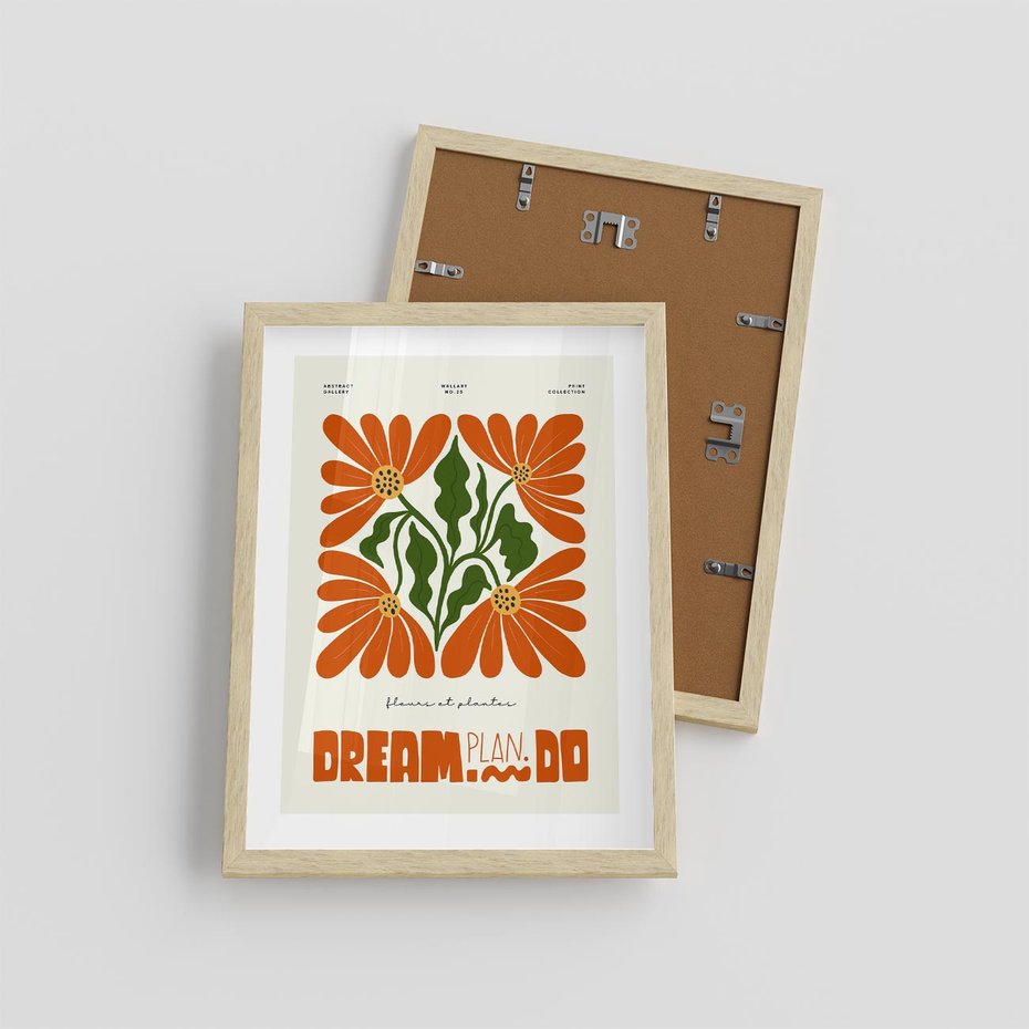 Plakat w ramie 30x40 - Księga Abstrakcji - sztuka nowoczesna, kolorowe kwiaty - rama drewno