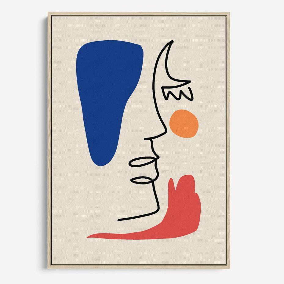 Obraz w ramie 50x70 - Rozbijające Symfonie Form - abstrakcyjny obraz, przypomina twarz - rama drewno