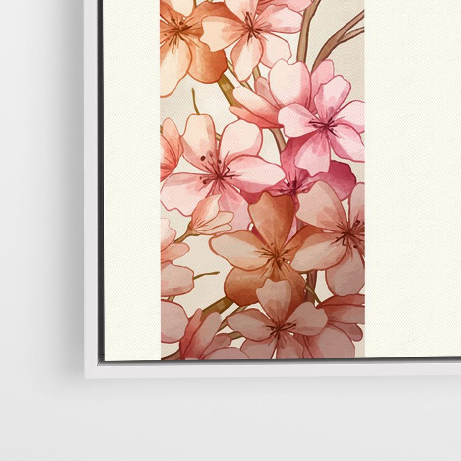 Obraz w ramie 70x100 - Rozkwitające Marzenia - japońska sztuka, ptak - rama biała