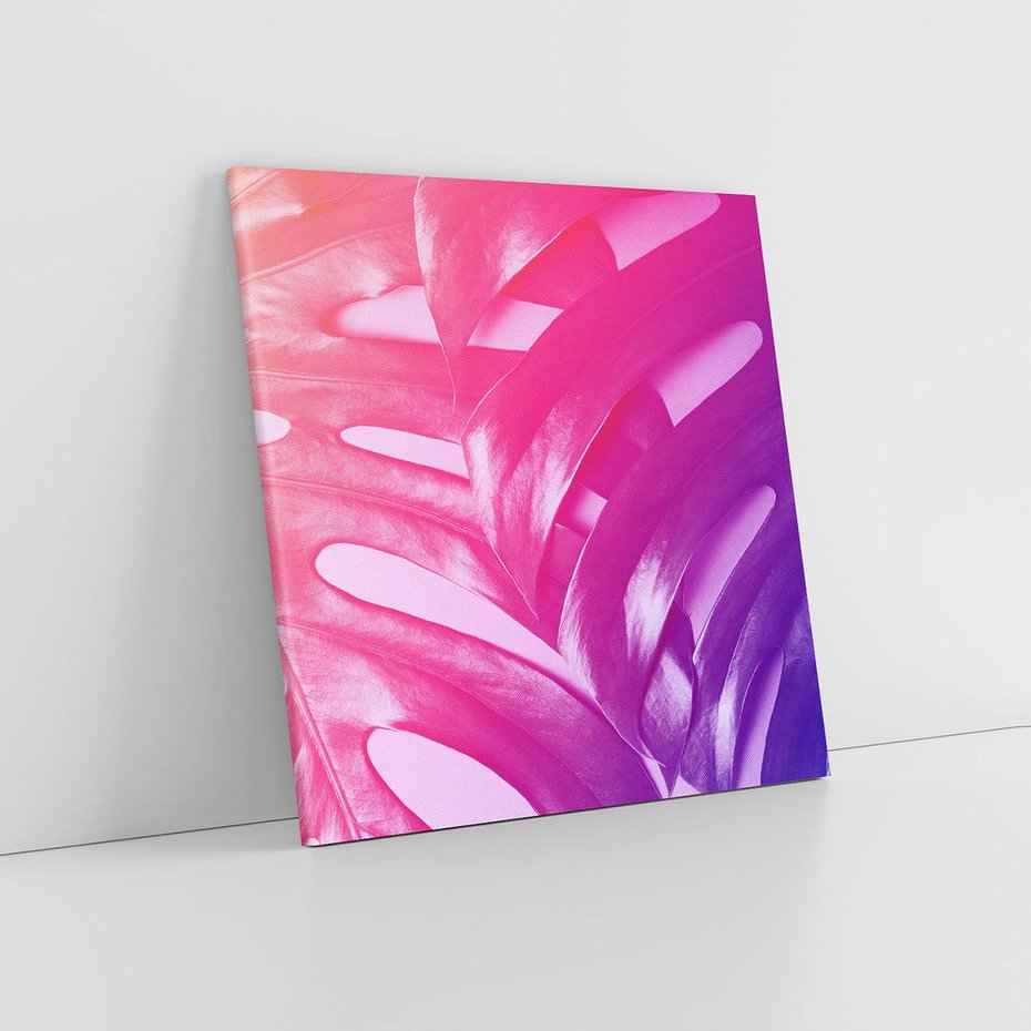 Obraz na płótnie 80x80 - Monstera Kwiaty Liście - monstera, kwiaty