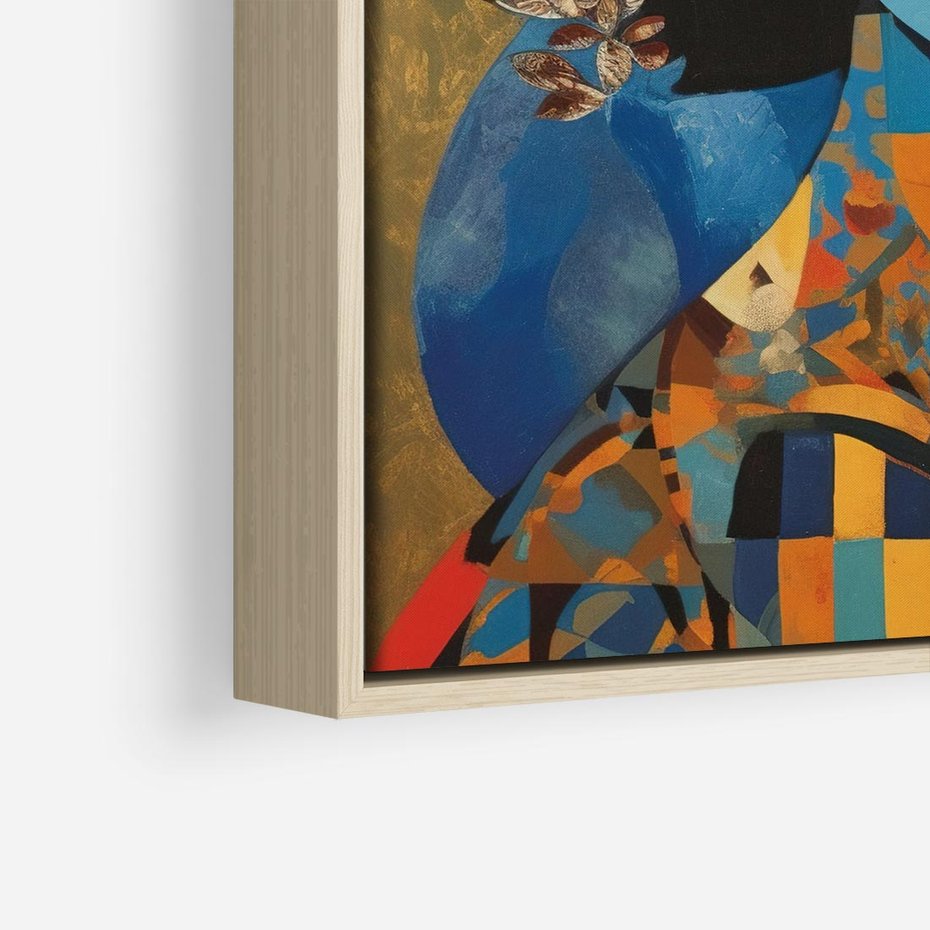 Obraz w ramie 80x80 - Impresje Cichego Szeptu - abstrakcyjny obraz, portret kobiety - rama drewno