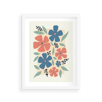 Plakat w ramie 30x40 - Kolorowe Pasmo - kwiaty, nowoczesna abstrakcja - rama biała