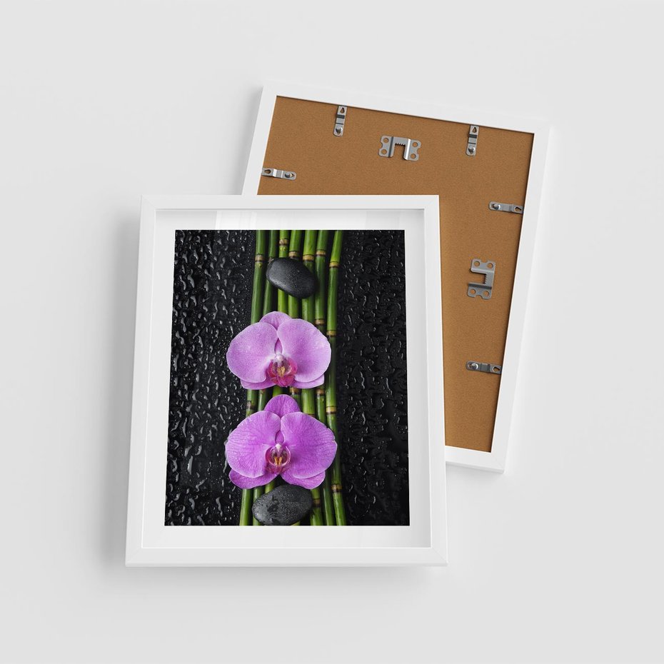 Plakat w ramie 40x50 - Japońskie Spa w Otoczeniu Storczyków - storczyk, spa - rama biała