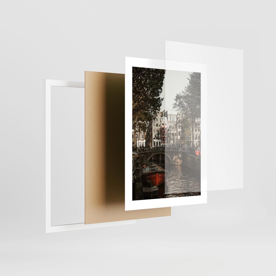 Plakat w ramie 30x40 - Jesienne Uroki Holandii: Kanały i Most - Holandia, kanały - rama biała