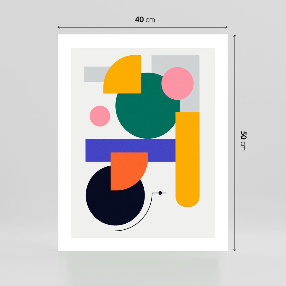 Plakat bez ramy 40x50 - Przestrzenne Innowacje - nowoczesna sztuka, geometryczna kolorowa grafika