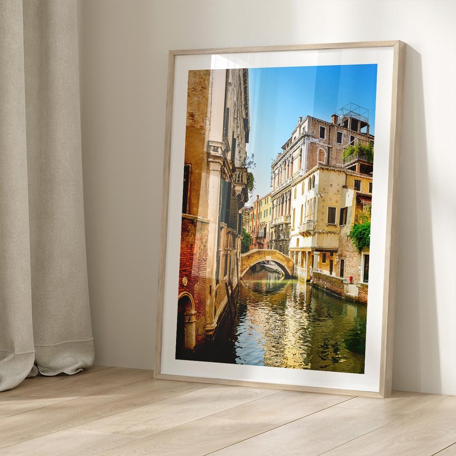 Plakat w ramie 40x50 - Magia Kanałów Weneckich - Wenecja, kanały - rama drewno