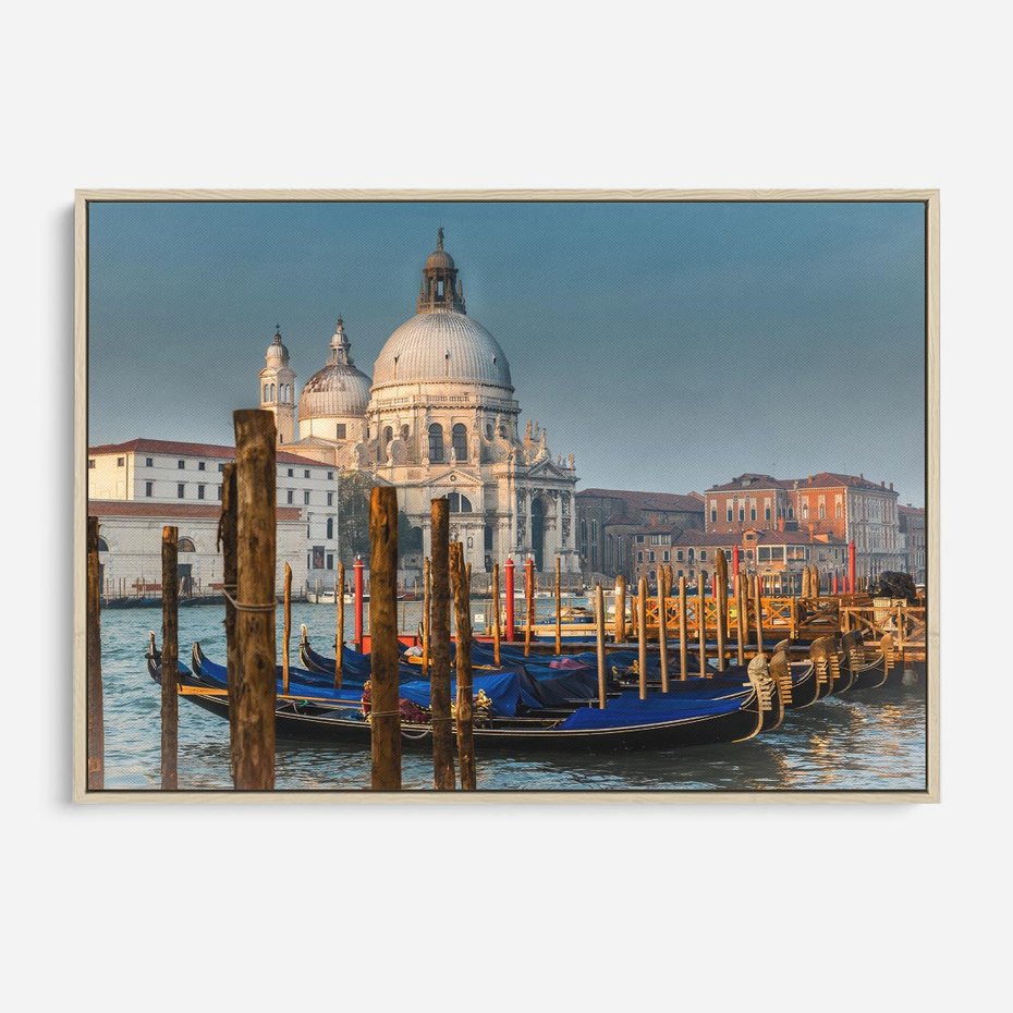 Obraz w ramie 70x50 - Urok Wenecji - fotografia, przystań w Wenecji - rama drewno
