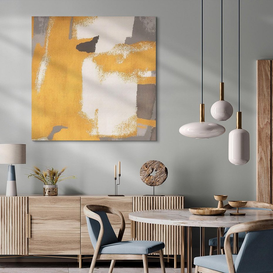 Obraz na płótnie 80x80 - Złote Maźnięcia Pędzla - złota abstrakcja, plamy