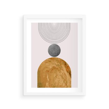 Plakat w ramie 30x40 - Złote Półkole w Sztuce Geometrii - grafika, złote półkole - rama biała