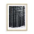 Plakat w ramie 50x70 - Leśna Cisza: Malowniczy Pejzaż Zimą - las zimą, ośnieżone pnie drzew - rama drewno