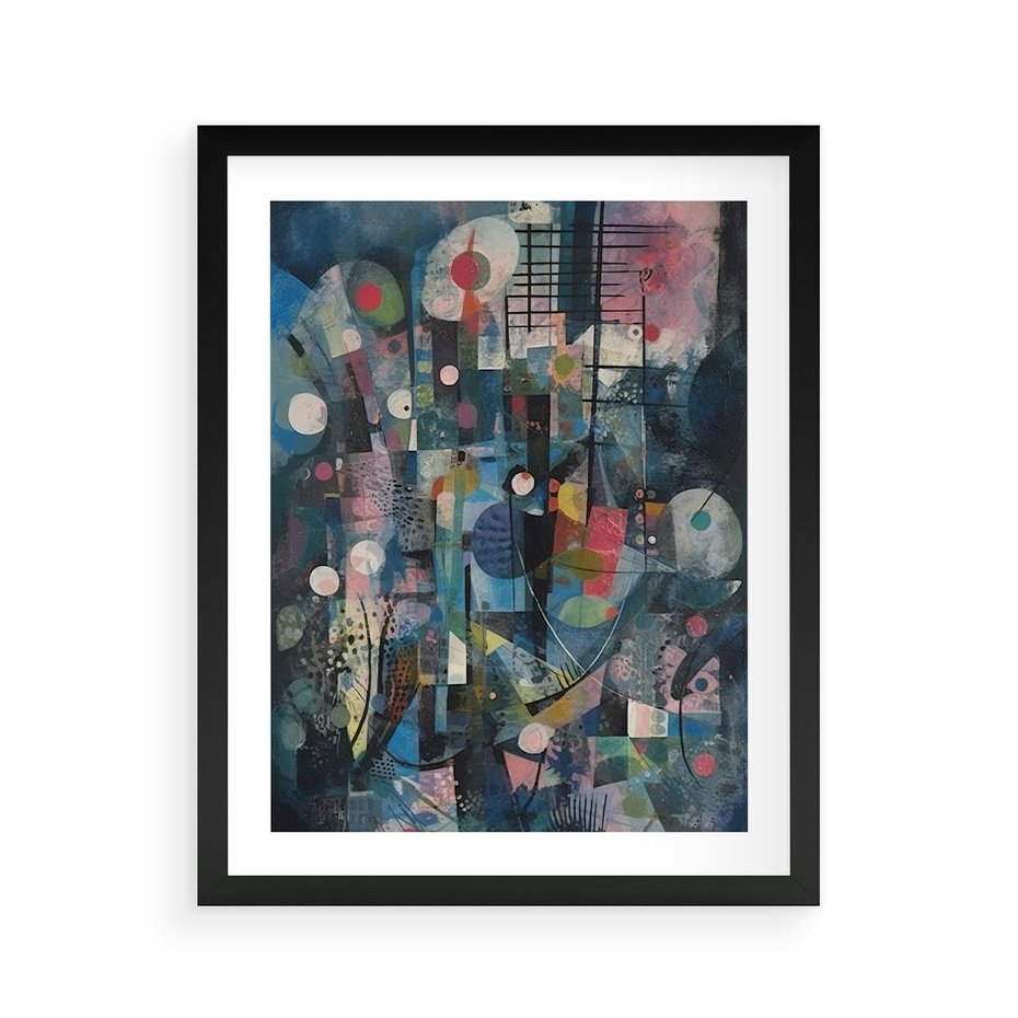 Plakat w ramie 40x50 - Rozbijając Granice Kreatywności - abstrakcyjny obraz, sztuka abstrakcji - rama czarna