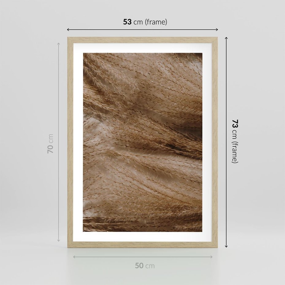 Plakat w ramie 50x70 - Pampasowy Brąz - suche trawy, trawa pampasowa - rama drewno