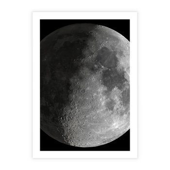 Plakat bez ramy 40x50 - Kontrastowy księżyc w czerni i bieli - księżyc, czarno