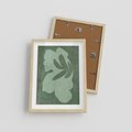 Plakat w ramie 30x40 - Kształty Zieleni - abstrakcyjny kształt, zielony plakat - rama drewno